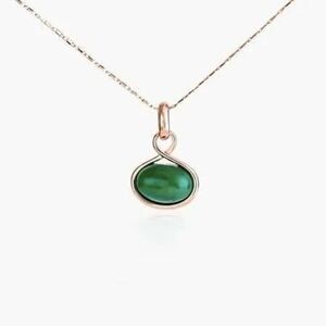 Ladies Oval Dark Green Opal Necklace